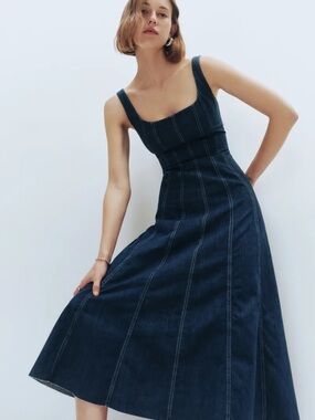 Reformation Amory Denim Midi Dress